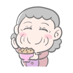 AKI (aki_3939)さんの新聞広告用のイラスト　糀入りもちもち玄米ごはんパック　おばあちゃんが食べるへの提案
