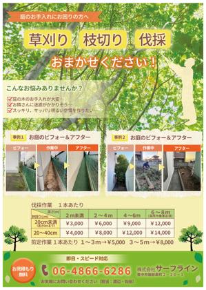 ナス (nass76)さんのお庭のお手入れ（草刈り、伐採など）チラシ作成への提案