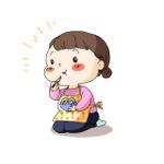 透兎 (achroite_rabbit)さんの新聞広告用のイラスト　糀入りもちもち玄米ごはんパック　おばあちゃんが食べるへの提案