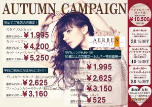 Kasumi (suminxram)さんの【Ｂ４表面デザイン】美容室秋のキャンペーンチラシへの提案