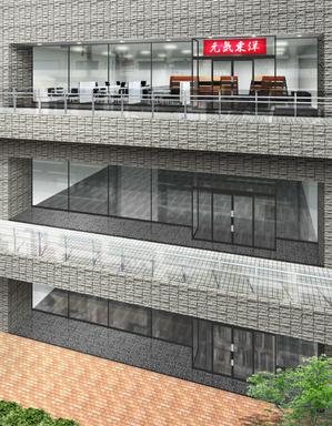 dontakuさんの住宅用のフローリング材販売会社のショールーム外観パース図作成（3DCG）への提案