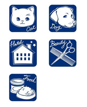 Chiho Tsuguiwa (SANGE)さんのペットショップのピクトグラム5点(犬、猫、美容、ホテル、フード)への提案