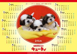 koromi3さんのシーズー専門ペットショップ「キューティ」のお客様配布用の2014年度 A2版カレンダー作成への提案