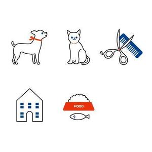 orange design (orange01)さんのペットショップのピクトグラム5点(犬、猫、美容、ホテル、フード)への提案