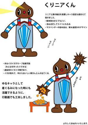 araragi-kaoriさんの中津川市の栗菓子とリニアの融合でキャラクター「****」くんを製作する。への提案