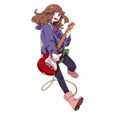 さんの事例 実績 提案 ギターを演奏する少女のイラスト作成