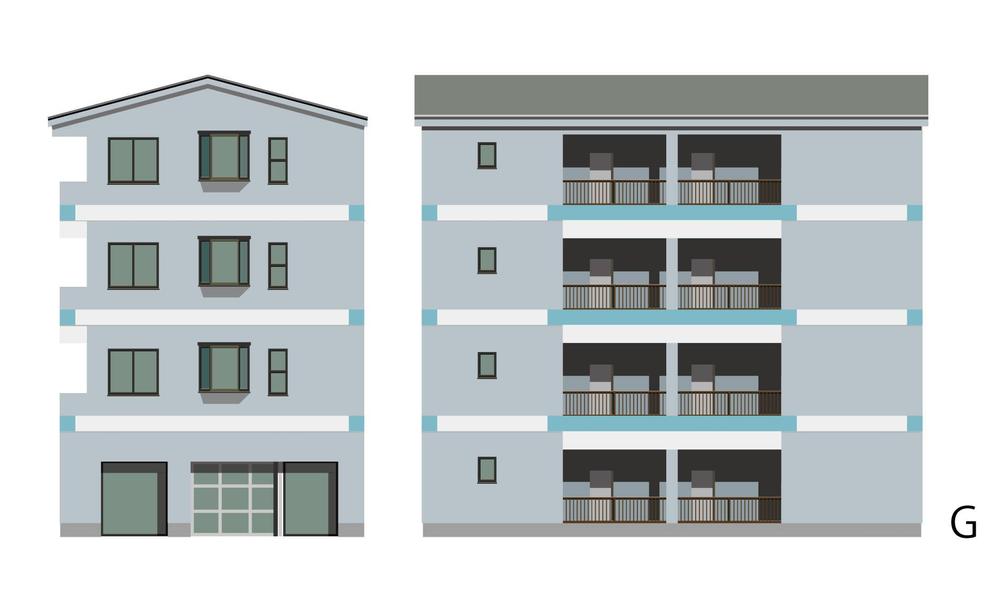 マンション一棟　外壁と共用部の塗装デザイン