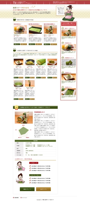suimyさんの抹茶スイーツ紹介サイト 2ページのデザイン（WF、キービジュアル、素材写真あり）への提案