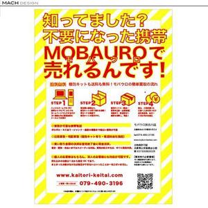 MACHさんの携帯リサイクルショップのA4片面フルカラー折込広告デザインへの提案