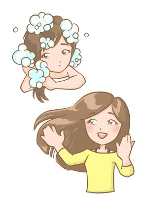 むさく ()さんの30代女性と30代男性がシャンプーをしているイラスト（計2点）への提案