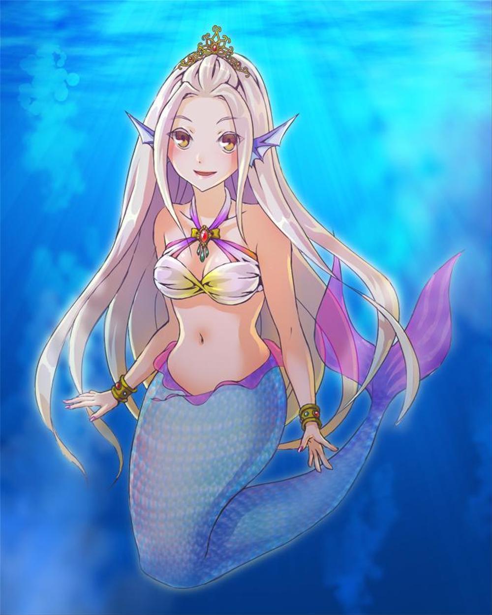 可愛くセクシーな人魚姫のイラスト