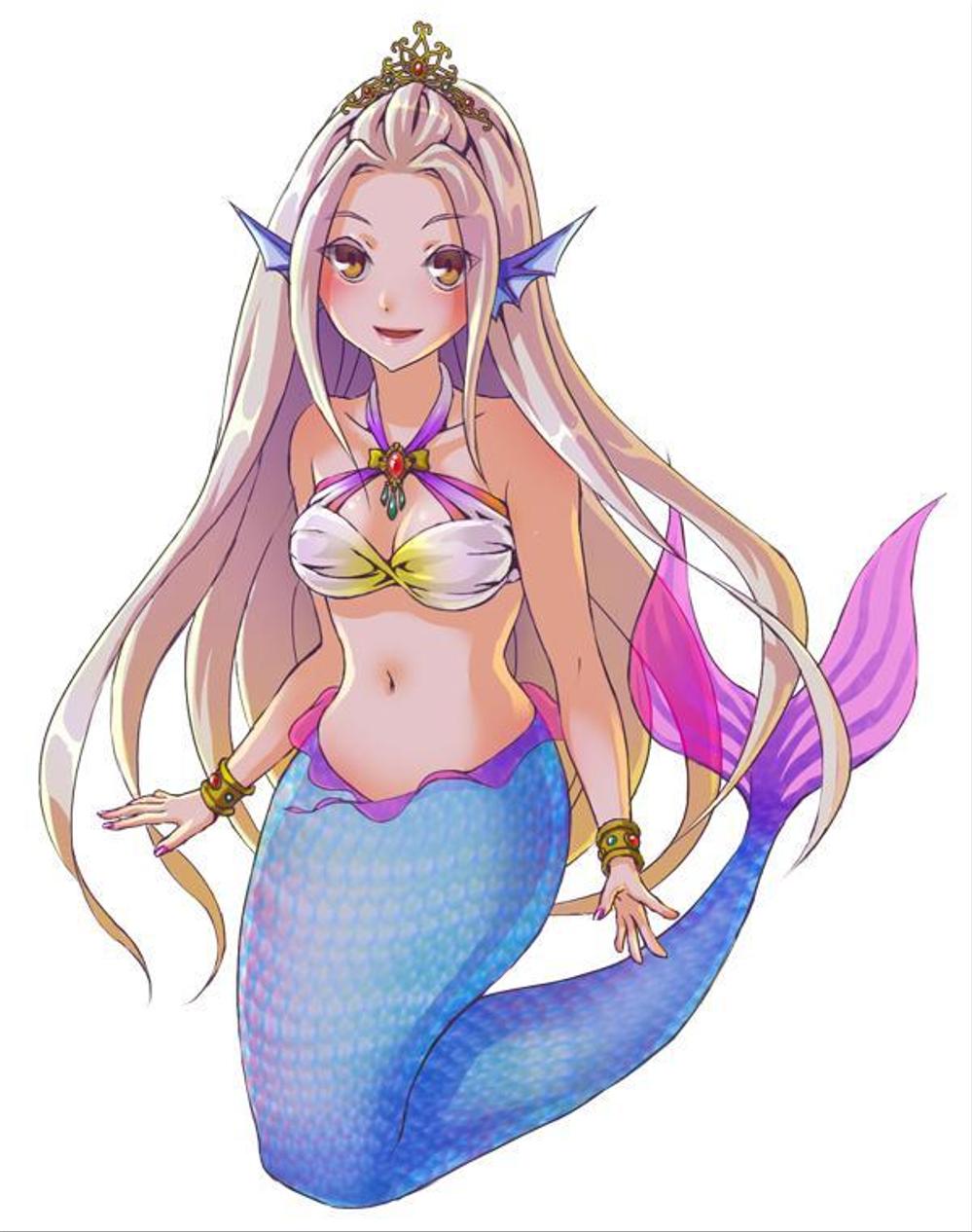 可愛くセクシーな人魚姫のイラスト