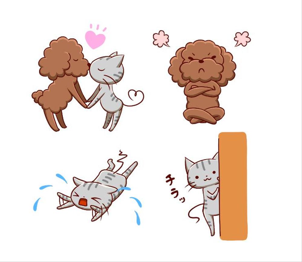 Kykkhdtkrさんの事例 実績 提案 Lineスタンプの作成依頼 犬と猫のキャラクター 総額4万円 はじめまして Kur クラウドソーシング ランサーズ