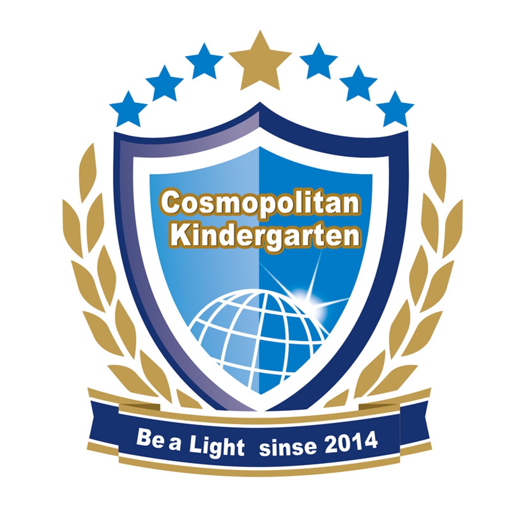 子供の未来の夢を育てる　インターナショナル　幼稚園のエンブレム調　ロゴ（商標登録予定なし）