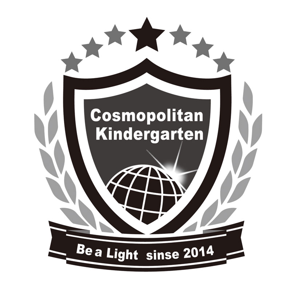 子供の未来の夢を育てる　インターナショナル　幼稚園のエンブレム調　ロゴ（商標登録予定なし）