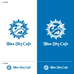 take5-design (take5-design)さんの新規オープンの南国系カフェ「Blue Sky Cafe」のロゴへの提案