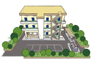 マンション全体とエントランスのイラスト２点の事例 実績 提案一覧 Id 3795 イラスト制作の仕事 クラウドソーシング ランサーズ