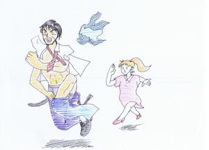 こねこ 事務所 (ko-neko)さんの「走りながら着替える」にふさわしいイラストへの提案