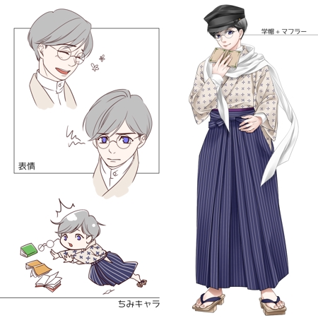310c4さんの事例 実績 提案 大正ロマン風の書生の男の子 キャラクターデザイン Sakura Tea クラウドソーシング ランサーズ