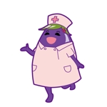 みゃーぎ★にぎやカラフル (mya-gi)さんの野菜の茄子がナース（看護師）服を着ているキャラクター（なす子）への提案