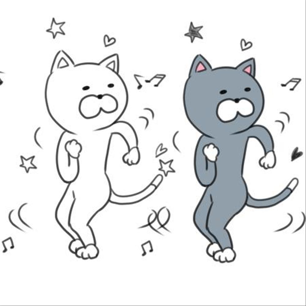 2足歩行の猫のイラスト