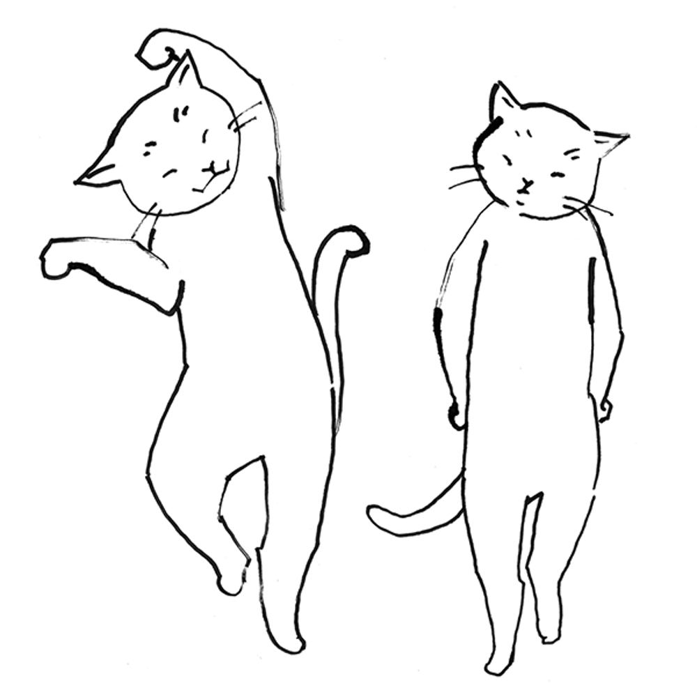2足歩行の猫のイラスト