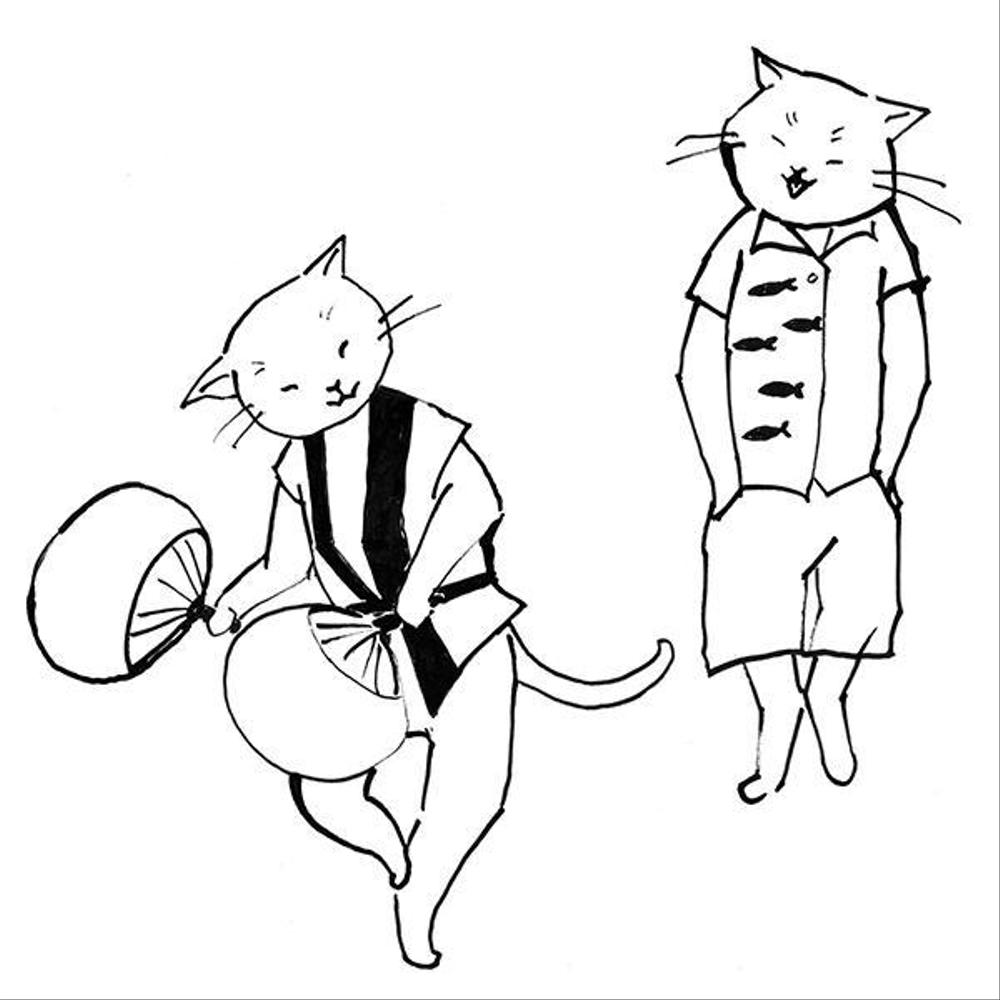 2足歩行の猫のイラスト