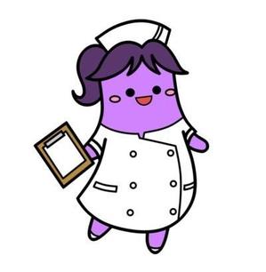 ぴ~タン (p-tan)さんの野菜の茄子がナース（看護師）服を着ているキャラクター（なす子）への提案