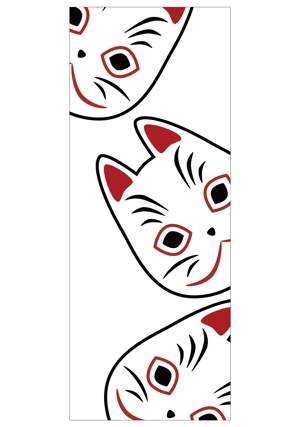 Hitomi-Ikeuchi (fiocco)さんの狐のお面をモチーフとした手拭いのデザインへの提案