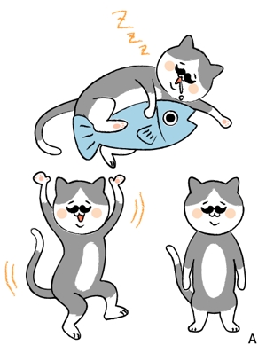 まきしま (maki-shima)さんの2足歩行の猫のイラストへの提案