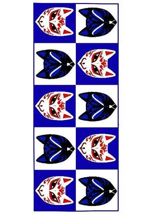 藤緒 (gigun)さんの狐のお面をモチーフとした手拭いのデザインへの提案