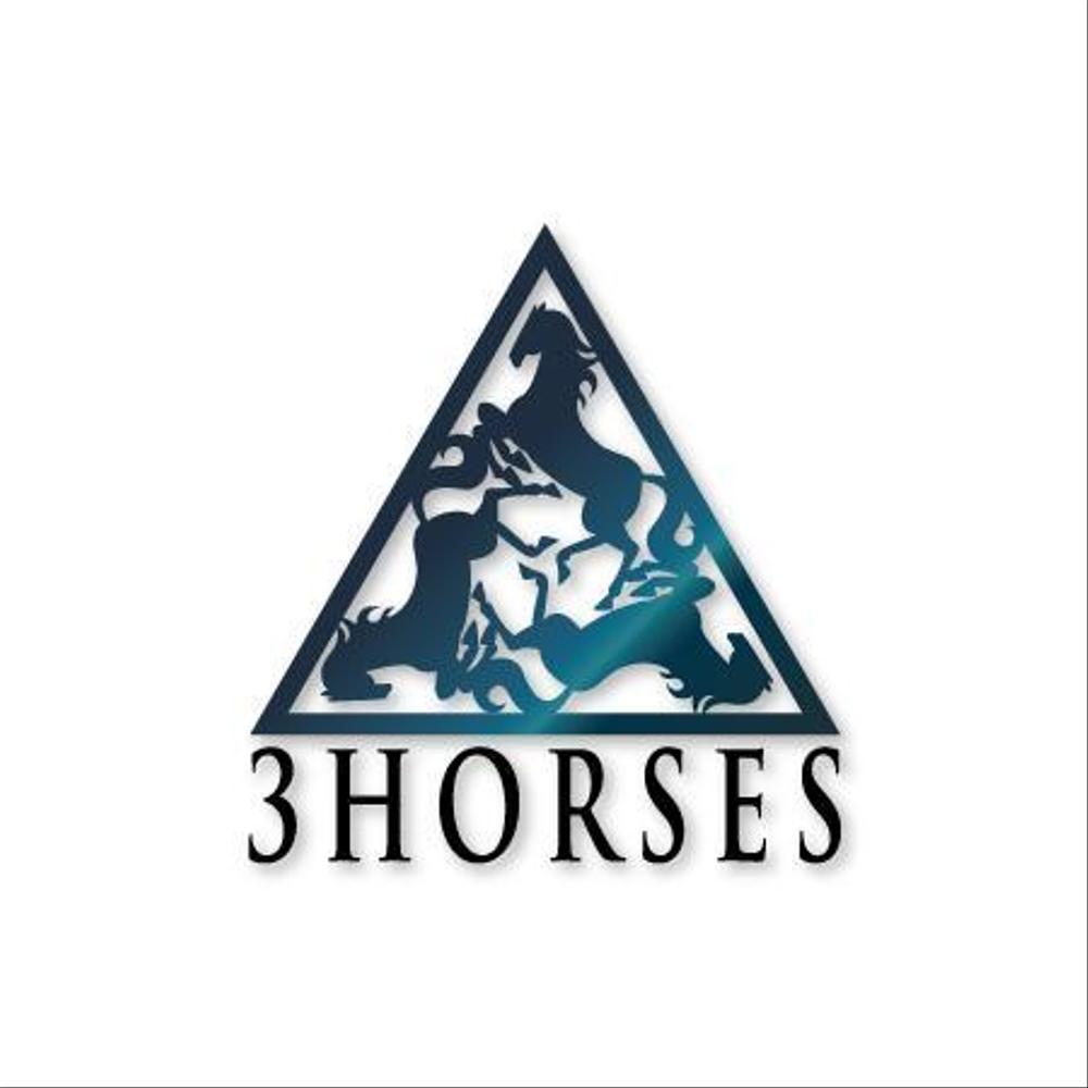 乗馬用品のウエブショップの「３HORSES」のロゴ