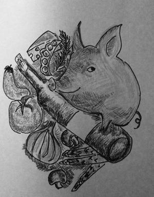 MicS (Mics)さんの新しくオープンするビストロの豚のイラストへの提案
