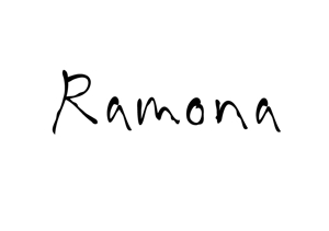 須田やよい (gozei)さんのネットショップ　インポートアクセサリーセレクトショップ「Ramona」または「RAMONA」のロゴ（文字だけでOKへの提案