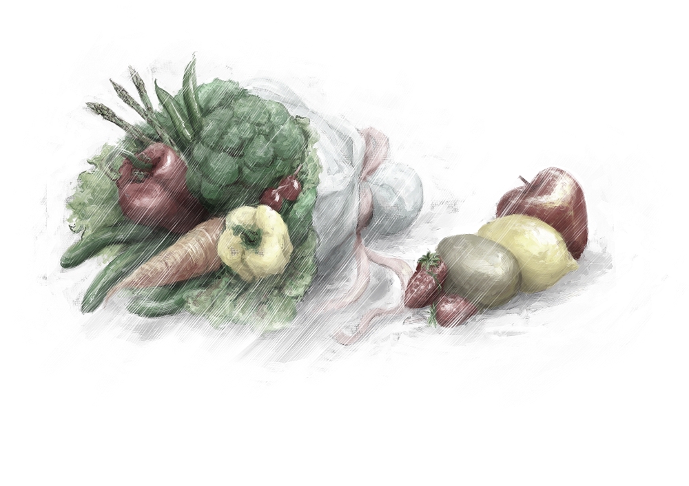 野菜のブーケや野菜のアレンジメントのイラスト