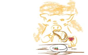reiamiyuさんの新しくオープンするビストロの豚のイラストへの提案