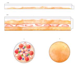 katty_cat (katty_cat)さんの菓子用パッケージのホールケーキのかわいい手書き風イラストへの提案