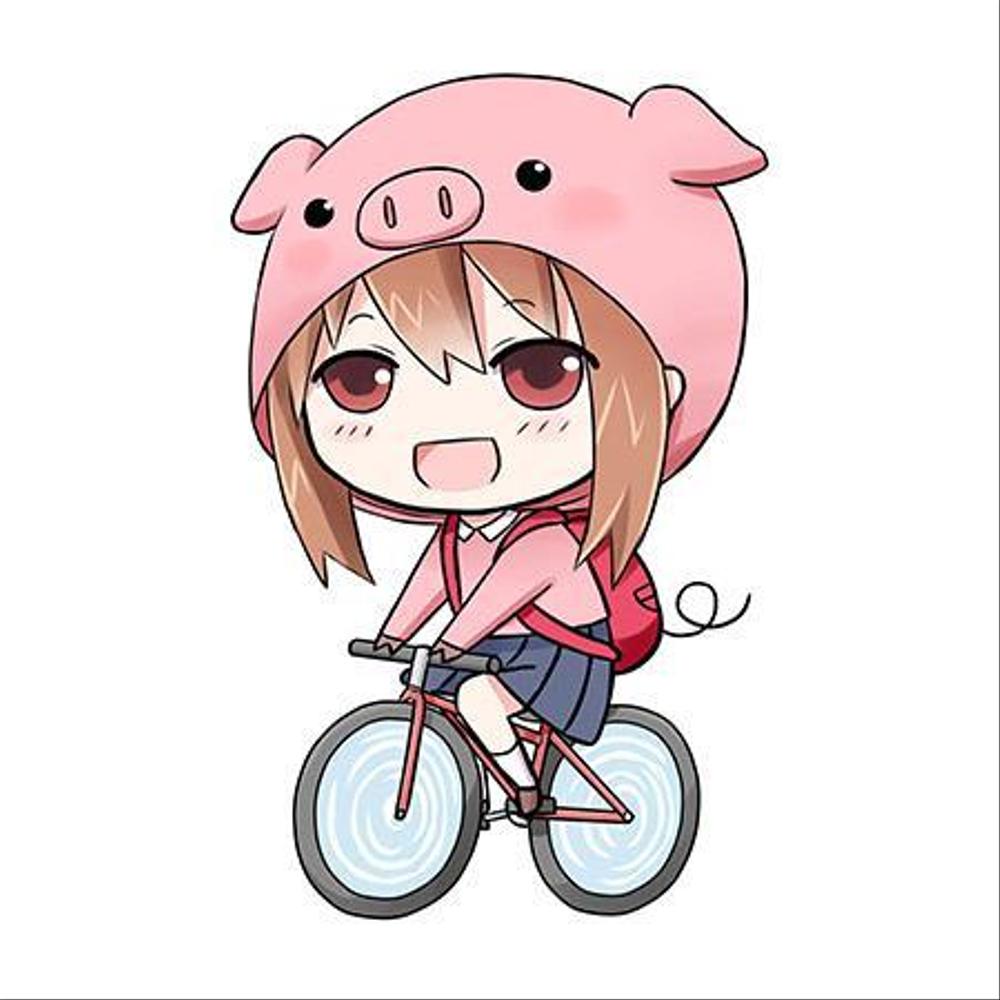 「豚」＆「萌え」＆「自転車」をイメージしたキャラクターデザイン