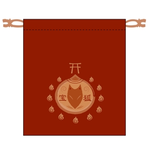 つぶ*りん (tsubu-rin)さんの狐をモチーフとした、お面を入れるための巾着袋のデザインへの提案