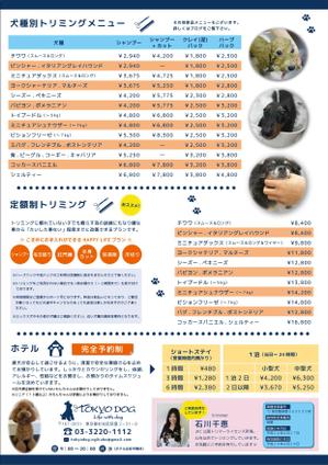 atsk ()さんのトリミングサロン（犬の美容室）の新規集客チラシA４両面への提案