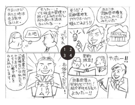 わたなべじゅんじ (junji513_hinemos)さんの会社PR用の４コマ漫画への提案