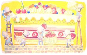 すいかずら (honeybeans)さんの誕生日や記念日用ケーキ箱のかわいいパッケージイラストへの提案