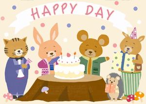 ikeyakei ()さんの誕生日や記念日用ケーキ箱のかわいいパッケージイラストへの提案
