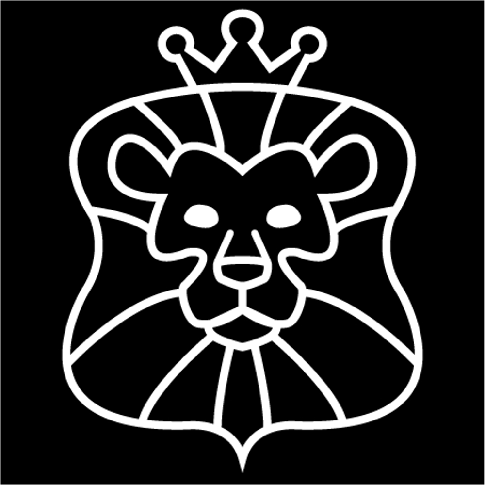 王冠を被ったライオンの顔のキャラクターデザイン