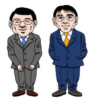 佐竹　昌利 (satake3)さんのゆるキャラ人物イラスト2名分への提案