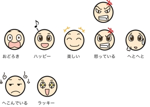 感情を表す顔アイコンと星 Iphoneアプリ内のアイコンイラスト１８個に対するhirohiroの事例 実績 提案一覧 Id イラスト制作の仕事 クラウドソーシング ランサーズ