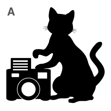 Carinさんの事例 実績 提案 名刺の挿絵 猫とカメラのシルエットイラスト Yurie0926様 クラウドソーシング ランサーズ