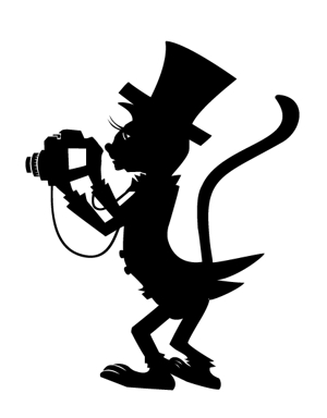 りょうてん (ryotten)さんの名刺の挿絵　猫とカメラのシルエットイラストへの提案