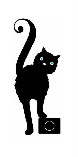 さんの名刺の挿絵　猫とカメラのシルエットイラストへの提案