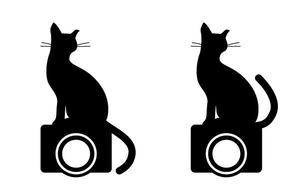 conny (satomix_cafe)さんの名刺の挿絵　猫とカメラのシルエットイラストへの提案